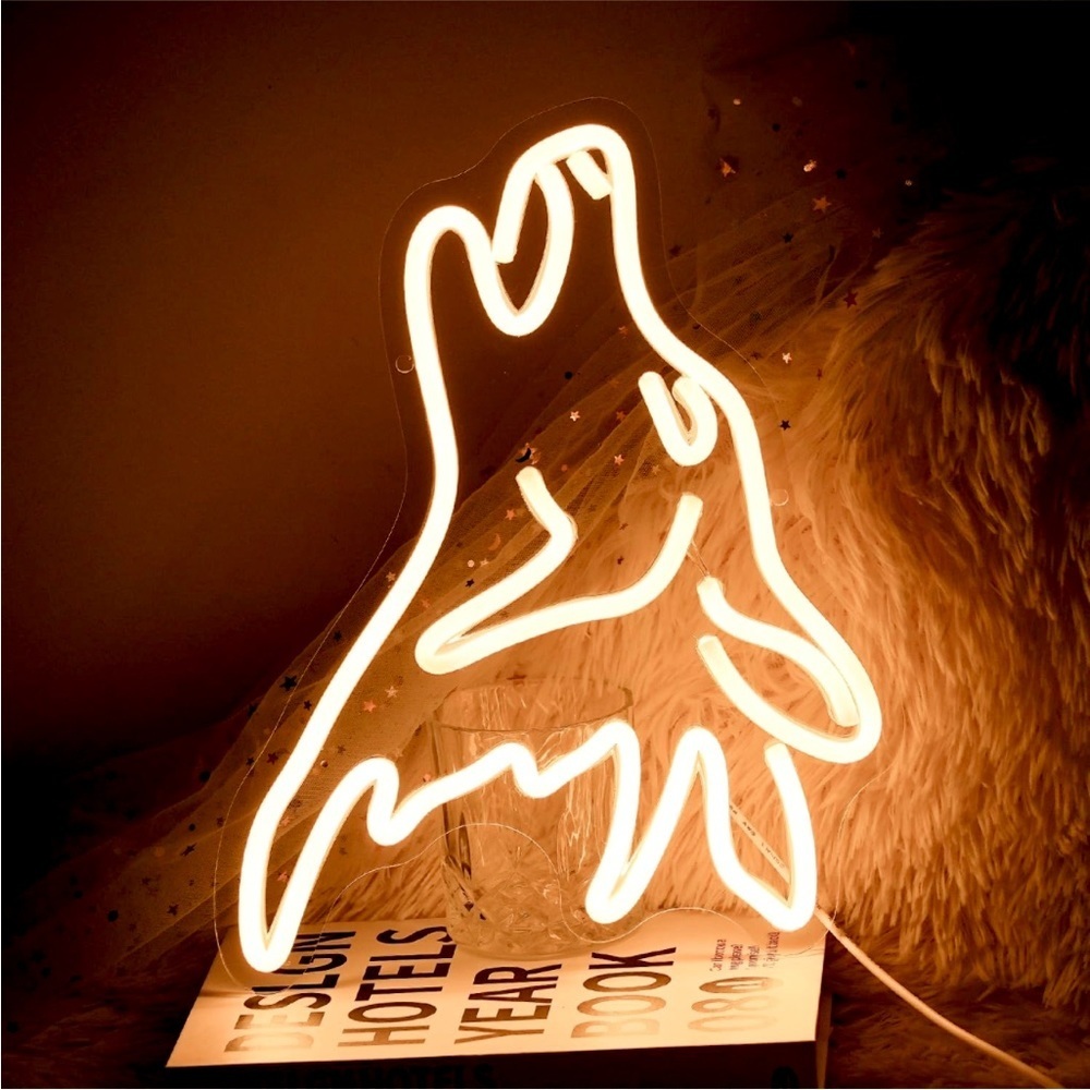 Lone Wolf Neon Sign Animal Lover Wilderness Nature Outdoor Light LED UnisexDecor